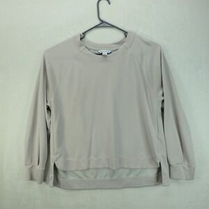 Athleta Seasoft Crewneck Sweatshirt Beige Long Sleeve Pullover Size XL 532401